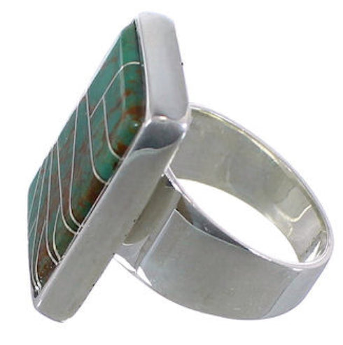High Quality Sterling Silver Turquoise Inlay Ring Size 7-1/2 WX37389